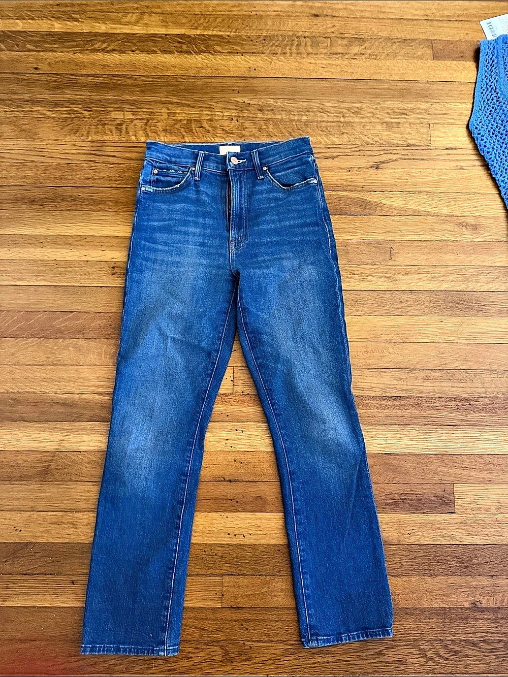 MOTHER Blue Straight Leg Jeans